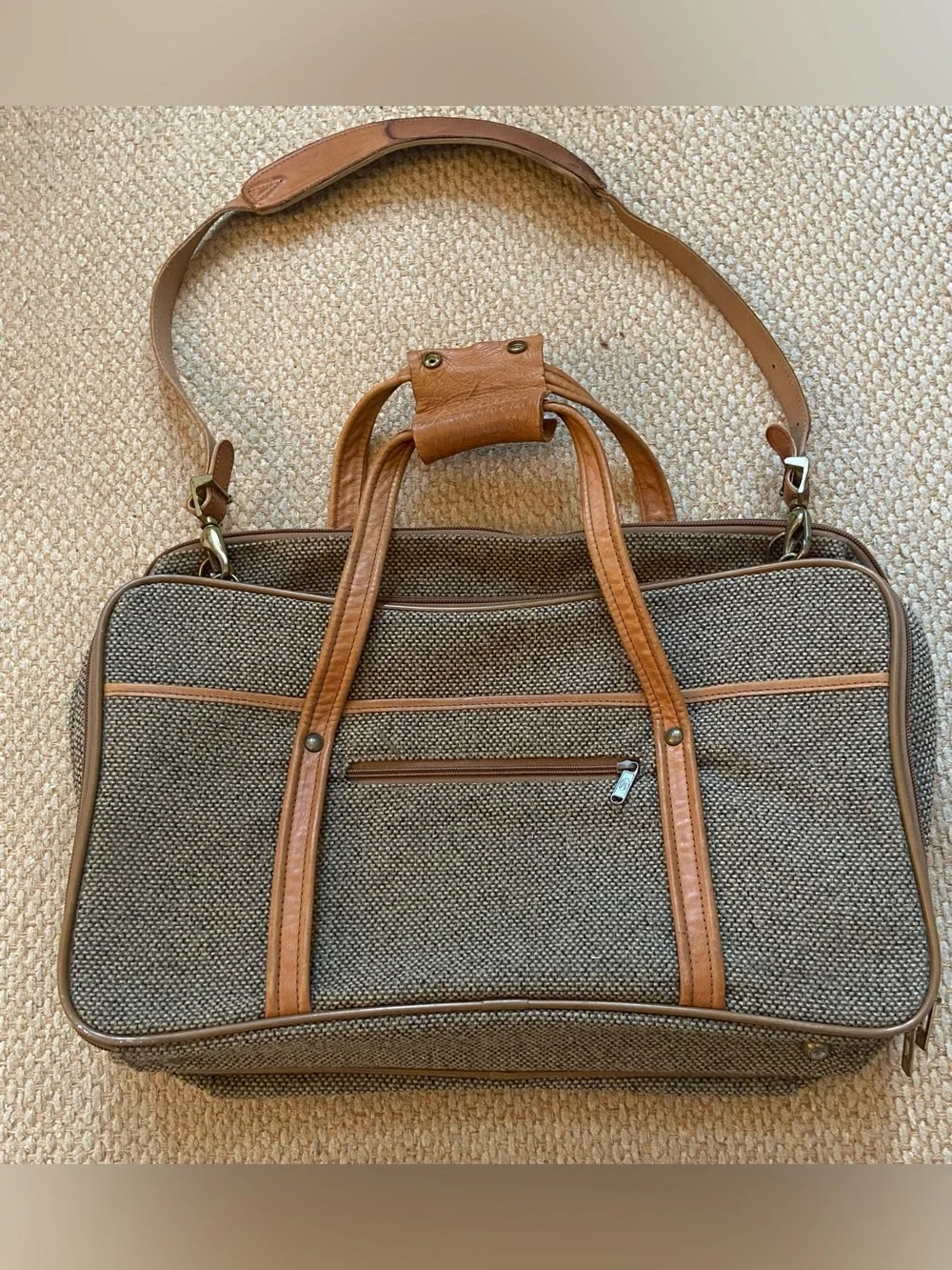 Hartmann Vintage Tweed And Leather Overnight Business Traveler Bag